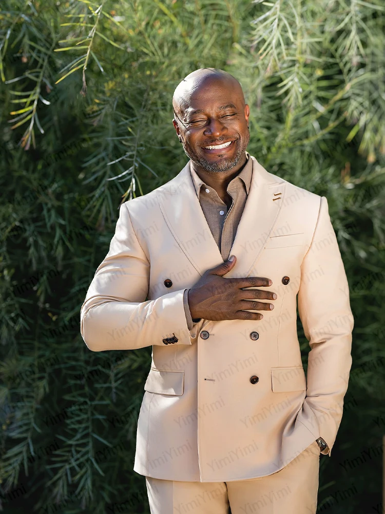 سترة رجالية متواضعة مكونة من قطعتين مع طية صدر السترة مزدوجة الصدر بدلة للحفلات الراقصة بقصة ضيقة لحفلات الزفاف بدلة سهرة للرجال مخصصة