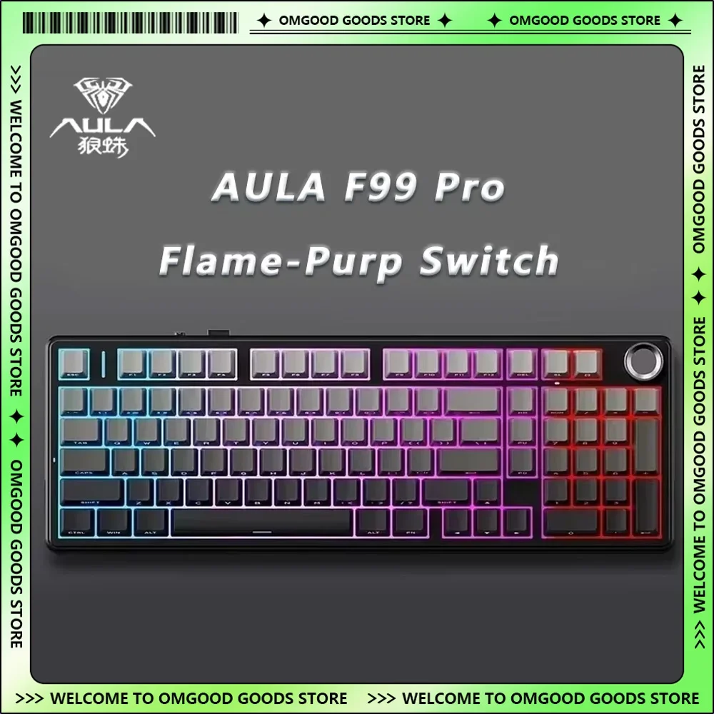 AULA F99/F99 Pro Dark Kingdom Mechanical Keyboard RGB Hot Swappable 98 Key Gaming Accessories 3-Mode Wireless Bluetooth Wired