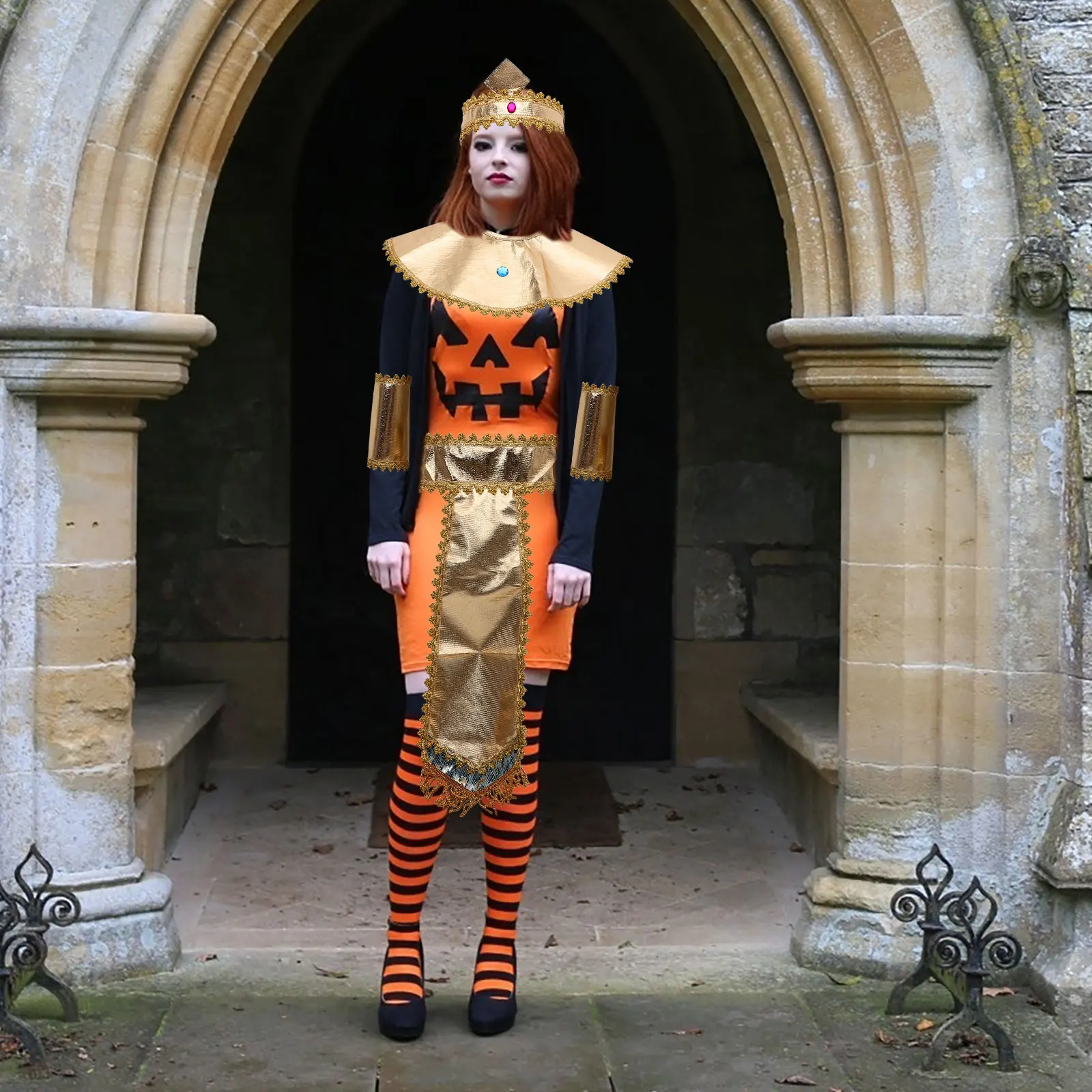 

1 Set Costume Accessory Includes Belt Collar Wristband Headpiece For Halloween Party Supplies Cosplay Decor Pharaoh Role Play