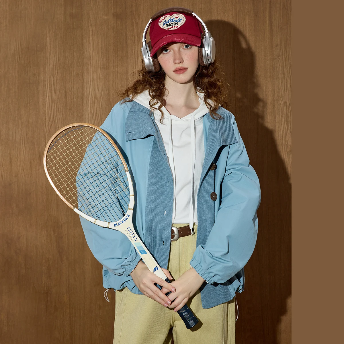 

2025 Autumn Women's Patchwork Stand Collar Jacket Short Oversized Coat Loose Fit Youthful Outerwear Modern Chic Streetwear