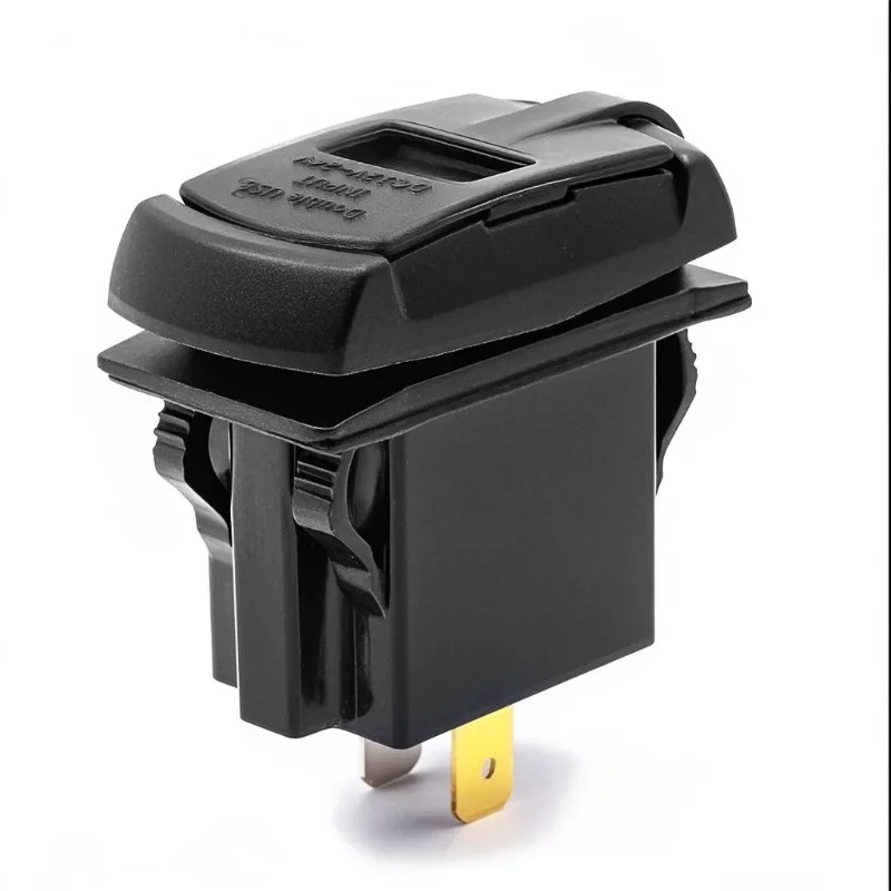 Rocker Switch Motorcycle Charger with Voltage Display, Waterproof USB Port for Bike Modification