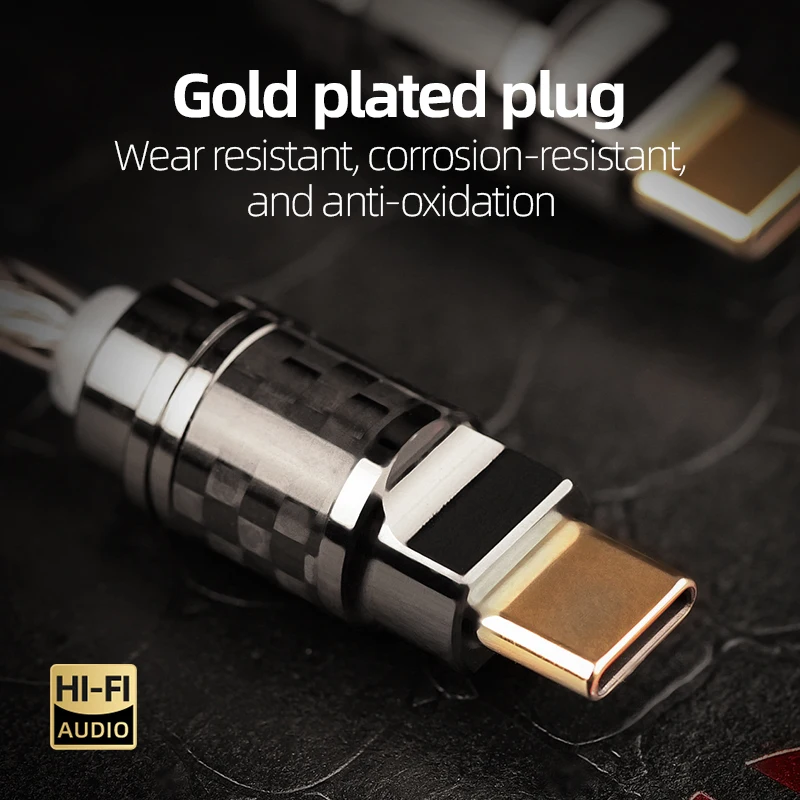 TODN OTG كابل الصوت Hifi كابل يو اس بي نوع C إلى C 5N موصل فضي نقي ألياف الكربون قذيفة HiFi المحمولة DAC مكبر صوت