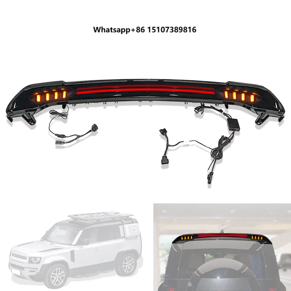 Car Modified Top Lamp Wing Tail Trim Rear Spoiler  with Light for Ld Re Defender 90 110 2020 2025