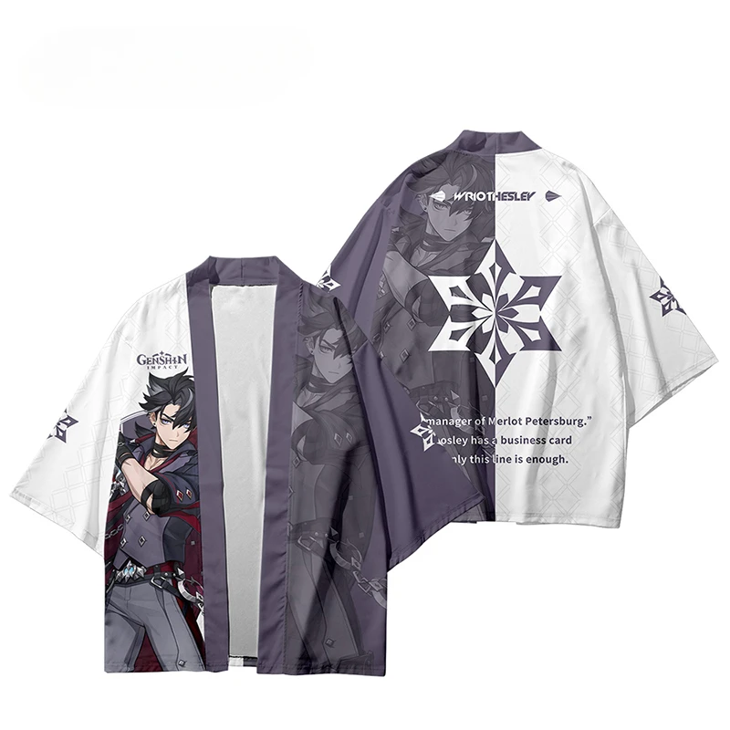 Genshin Impact Wriothesley Japanese Anime Kimono Haori Yukata Cosplay Women/Men Fashion Summer Casual Cool Streetwear Shirt