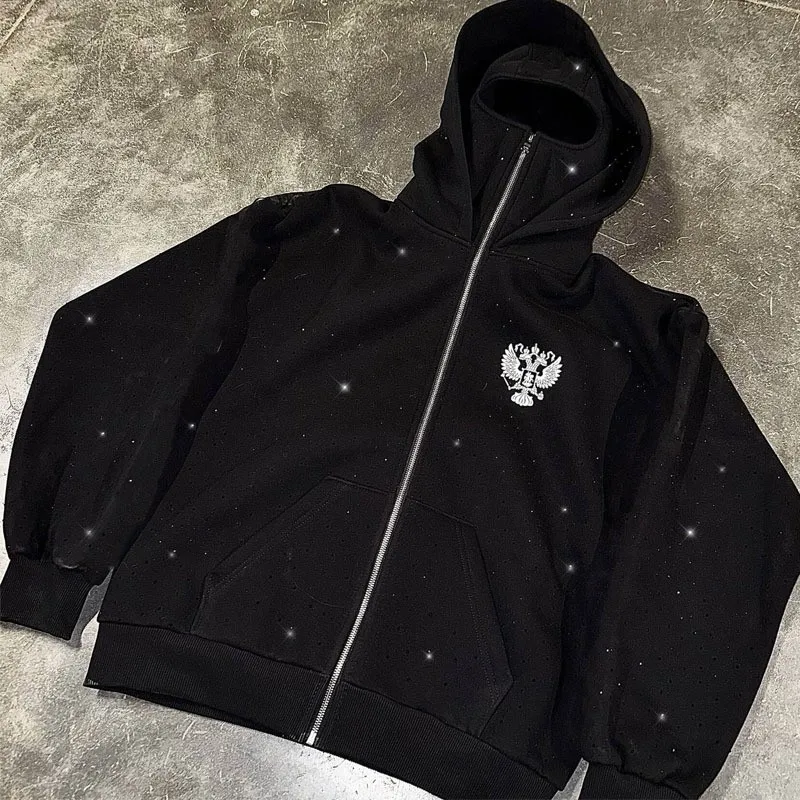 26 Jahre alte, trendige Marke, lockeres, neutrales, langärmliges Kapuzen-Sweatshirt mit aufgedrucktem Nationalwappen, lässiges Oberteil, Sportbekleidung aus Baumwolle