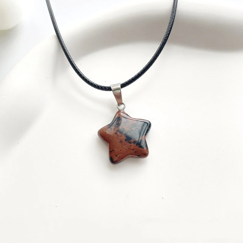 Trend Naturstein Hexagon Kristall Rosenquarz Opal Stern Anhänger Halskette für Frauen Fluorit Lapis Kugel Pendel Schmuck Geschenk