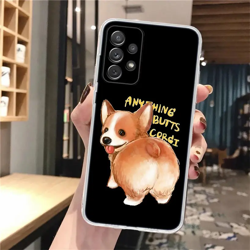 Cartoon Corgi Cute Dog Soft Phone Case For Samsung Galaxy A14 A13 A12 A15 A54 A53 A52 A55 A34 A33 A32 A35 A24 A23 A22 A25 A04S A