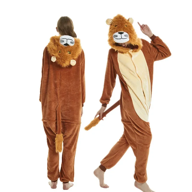 Factory Direct Sale Animal Kigurumi Unicorn Tiger Lion Fox Sika Deer Onesie Pyjamas For Adults Cosplay Costume for Halloween