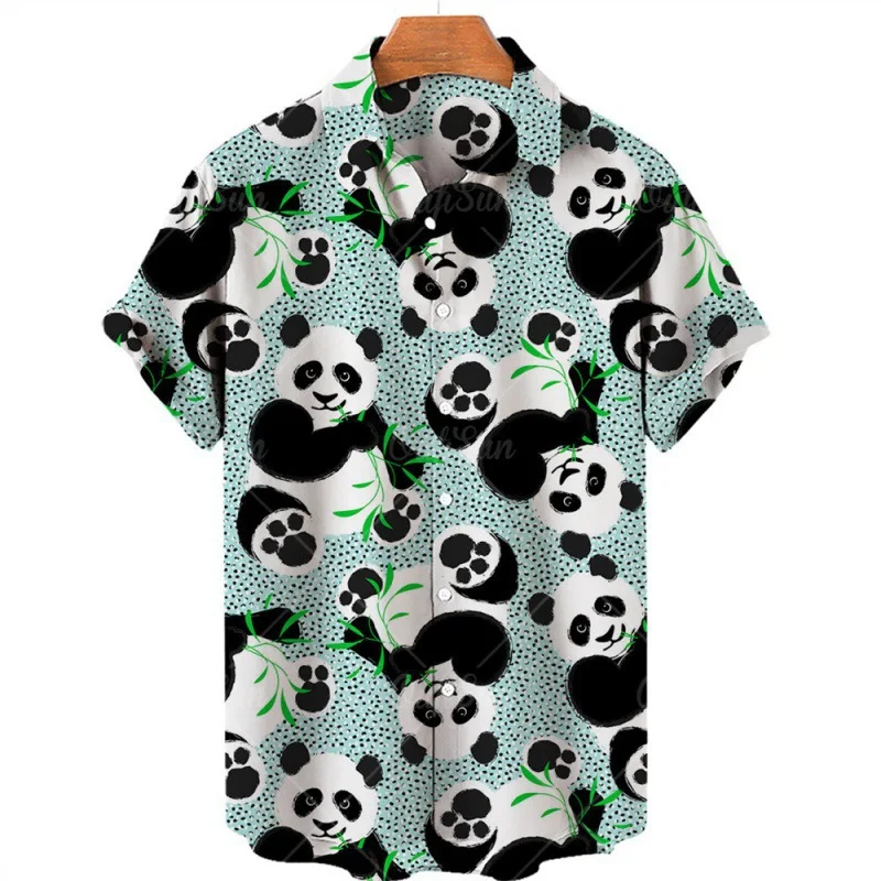 

Panda Summer Casual Printed Hawaiian Shirt Men's Vacation Beach