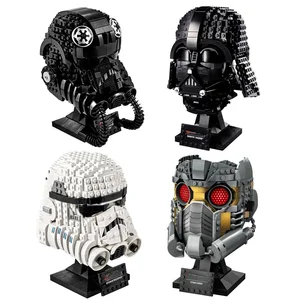 우주 전쟁 헬멧 빌딩 블록 스톰 트루퍼 다스 베이더 넥타이 파이터 파일럿 스타-로드의 헬멧 모델 장난감 아이 선물 10 최고의 판매 초퍼 스타 워즈 -18
