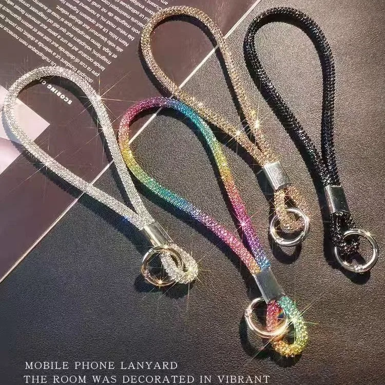 

Bling Full Rhinestone Phone Hanging Chain Luxury Bag Strap Shiny Crystal Hand Bracelet Decorative Lanyard
