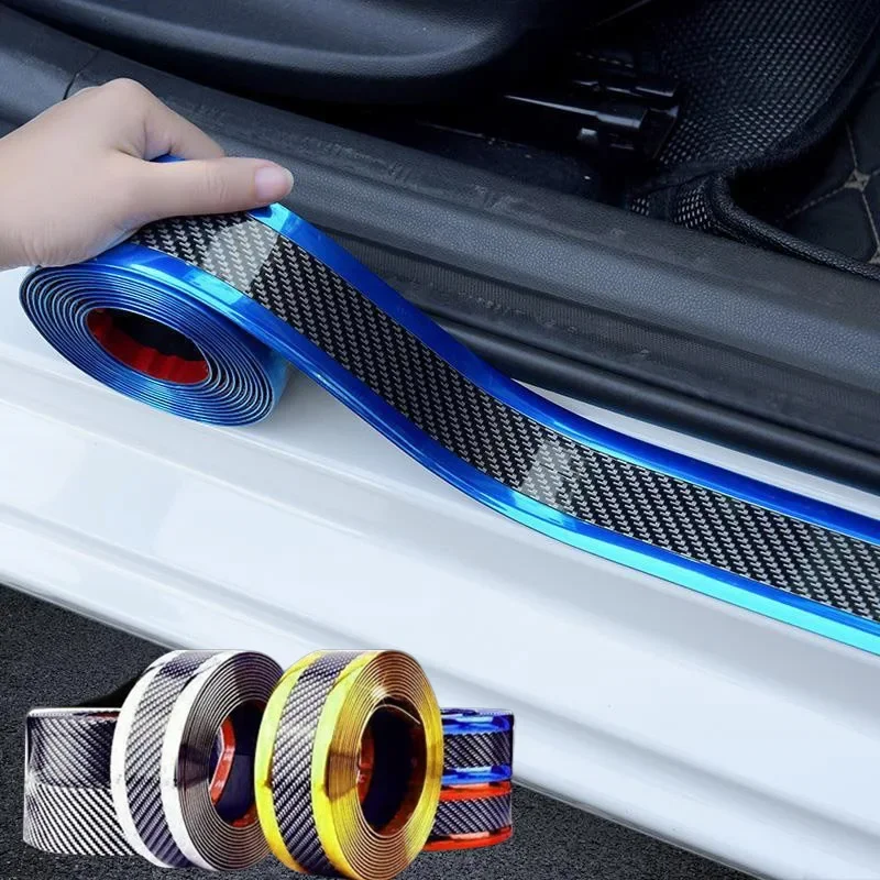 

Car Threshold Carbon Fiber Rubber Sticker Car Door Scratch Strip Anti-kick Film Protective Pad Threshold Strip Protection Bumper
