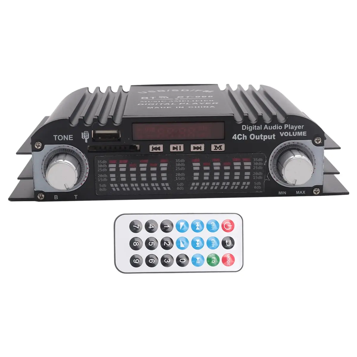 (A75T) BT-998 Amplificador de Audio Digital HIFI con Pantalla LCD, Amplificador de Potencia Clase D, Radio Bluetooth para Auto y Hogar, Altavoz con FM, USB, SD
