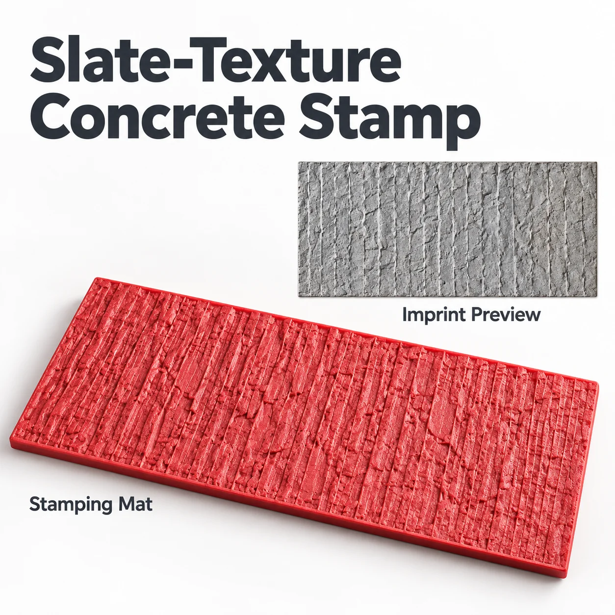 Slate Texture Concrete Stamp Mat 60x30cm, Reusable Plastic Cement Imprint Tool for Garden Patio