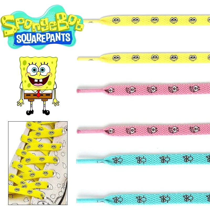 SpongeBob Anime Shoelaces Cartoon Graffiti Sneaker Laces Shoes Accessories Men Women Kids Cute Flat Board High-top Shoes Lace