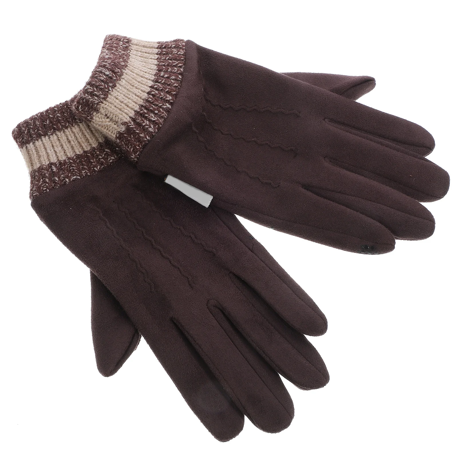 

1Pair Winter Mittens Men Suede Warm Lining Cold Weather Touchscreen Full Finger Cycling Riding Gloves Protective Labor Gloves