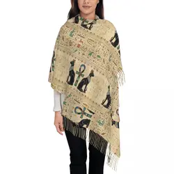 Customized Printed Egyptian Cats And Ankh Cross Scarf Women Men Winter Warm Scarves Ancient Egypt Shawl Wrap