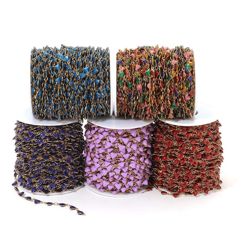 1 متر الفولاذ المقاوم للصدأ بريق المينا القلب سلاسل 6 مللي متر الخرز سلاسل ل بوهيميا صنع المجوهرات أساور يدوية القلائد النتائج