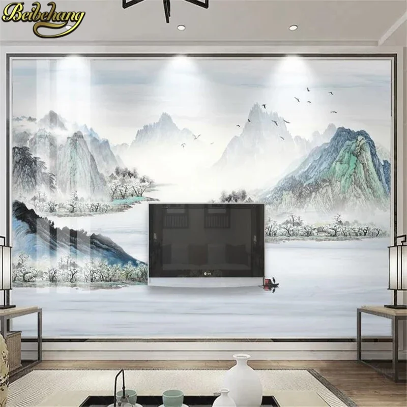 beibehang custom Modern minimalist Chinese ink wallpaper for living room landscape TV background decoration wall paper painting