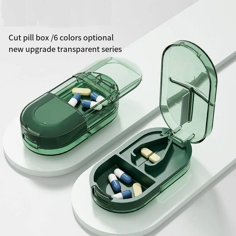 

Резак для таблеток с невидимой коробкой для хранения, портативный 2 в 1, мини-планшет для лекарств, пылезащитный разделитель, органайзер, дробилка, коробка для таблеток
