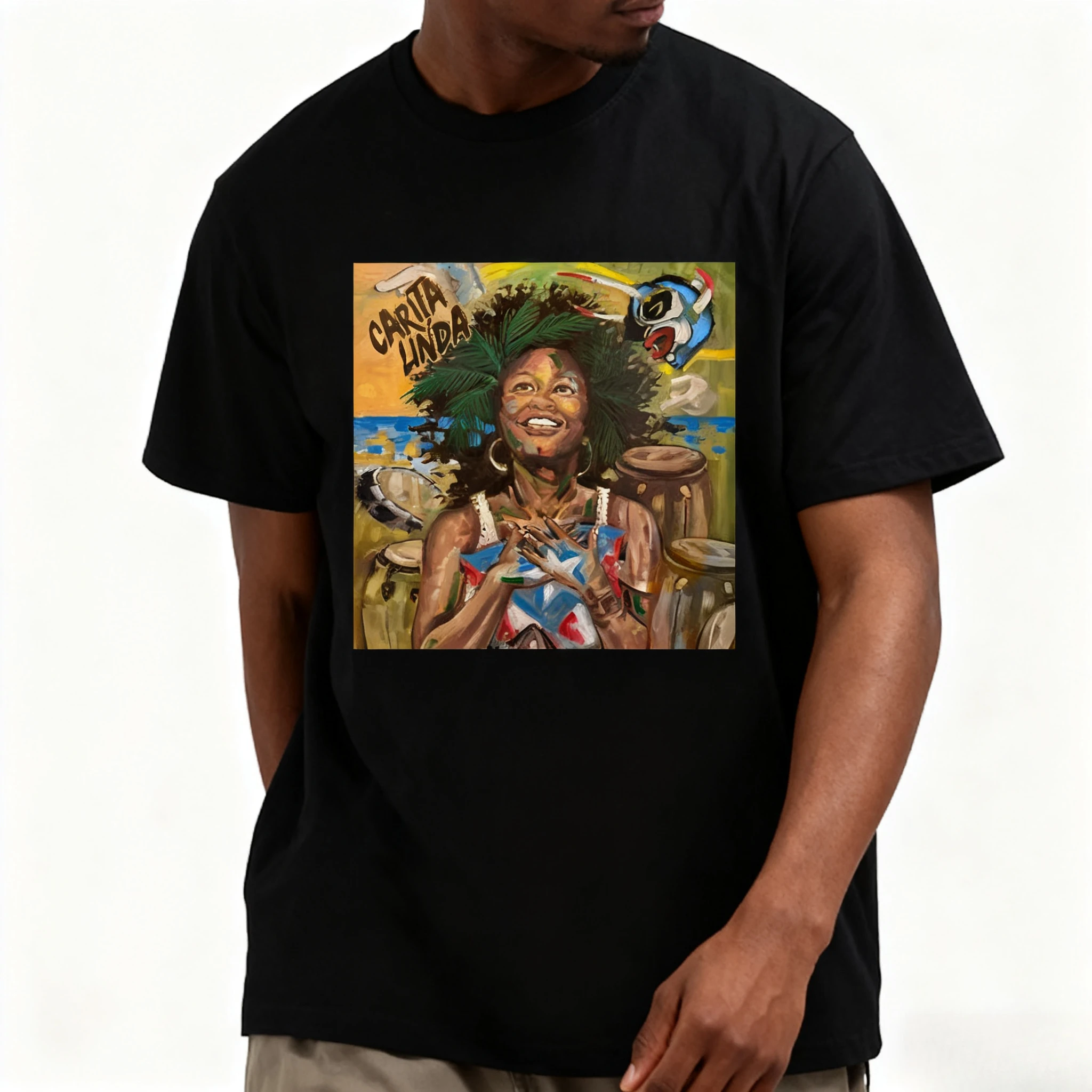 

Carita Linda Single 100cotton T-shirt regular style Rauw Alejandro Men's and Women's oversized Y2K hip-hop rap Street Casual Tee