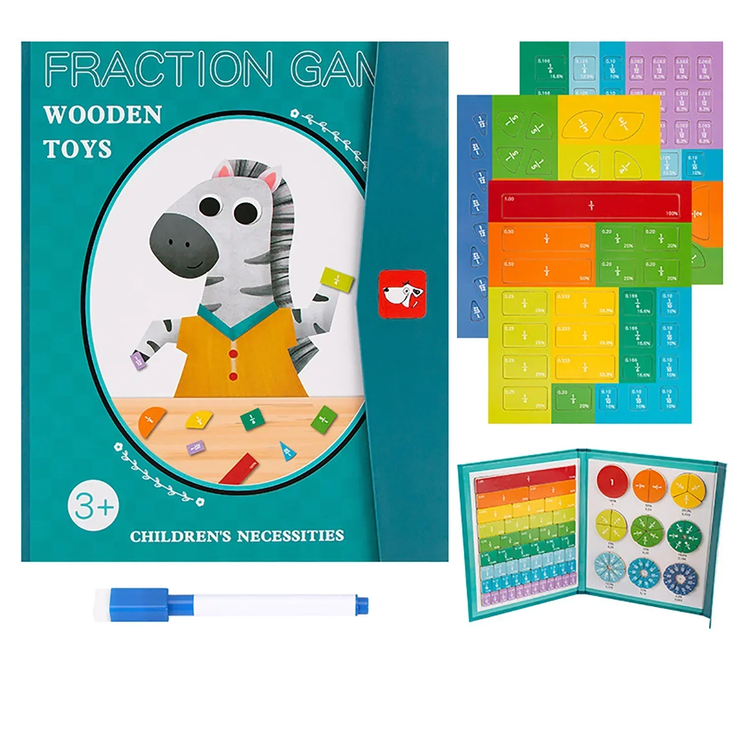 Magnetic fraction learning book, mathematical teaching aids, disc demonstrator, fast addition and subtraction of fractions