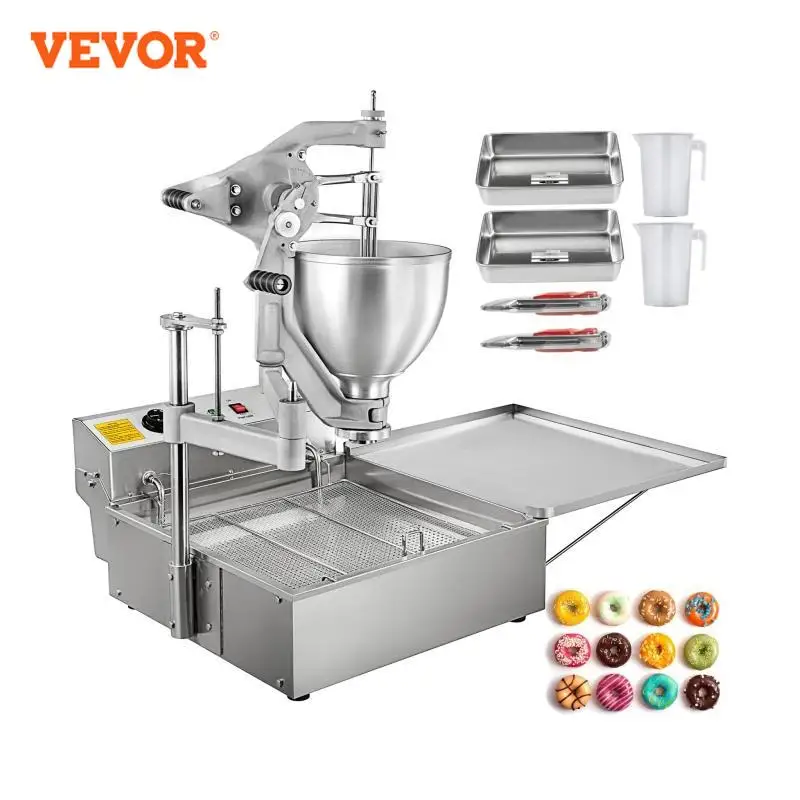 VEVOR 9L Hopper Electric Donut Fryer Ball Doughnuts Maker Machine Stainless Kitchen Cooking Appliances with 3 Molds Commercial