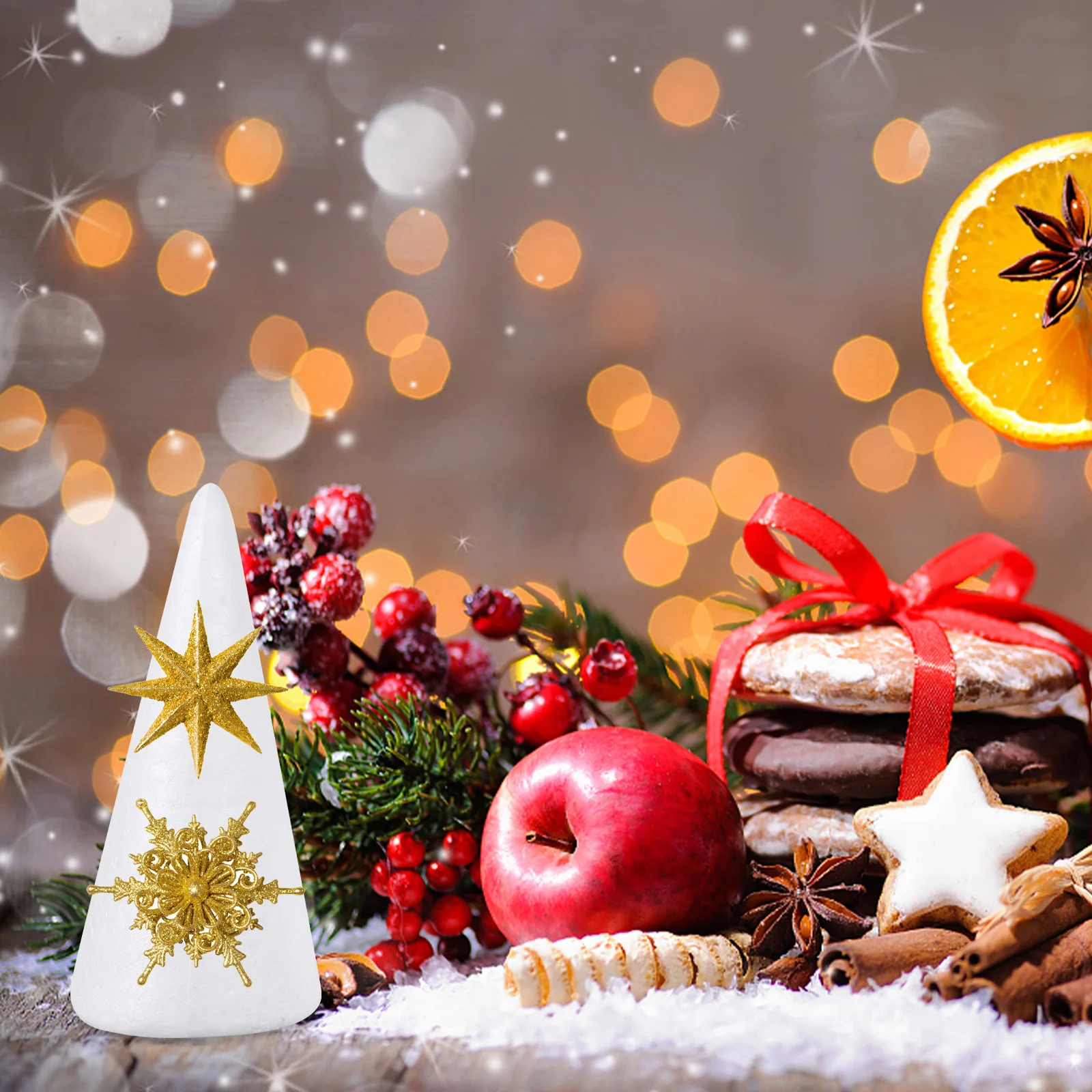 

24Pcs Christmas Tree Craft Cones White Handmade DIY Materials Lightweight Foam for Ornaments Party Decoration