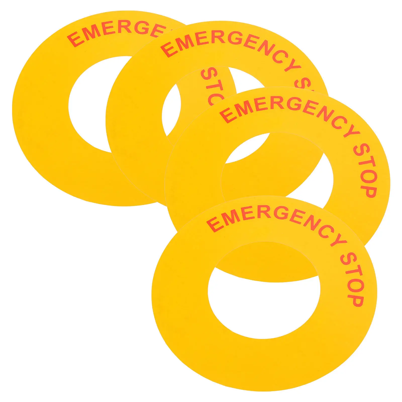 

4Pcs Emergency Stop Label Bright Printed PP Material Easy Stick Strong Adhesion Industrial Machinery Safety Warning Stickers