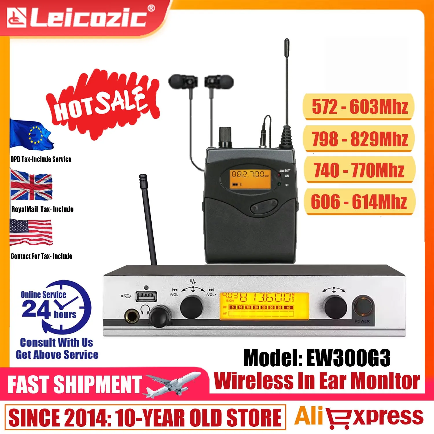 Leicozic In Ear Monitor System EW300G3 IEM Wilress Monitoring Inear Stage Return Music DJ Equipment Professional Sound System