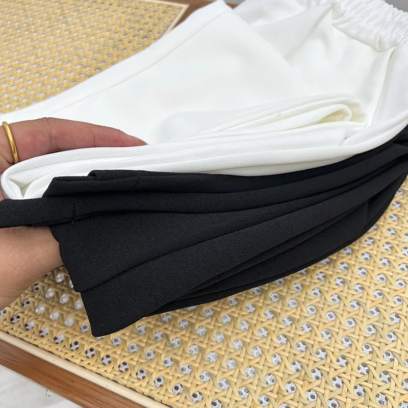 2023 Autumn Clothes Women Plus Size Cigarette Pants Loose Elastic Waist Casual Simple Solid Color Ankle Style Bottoms
