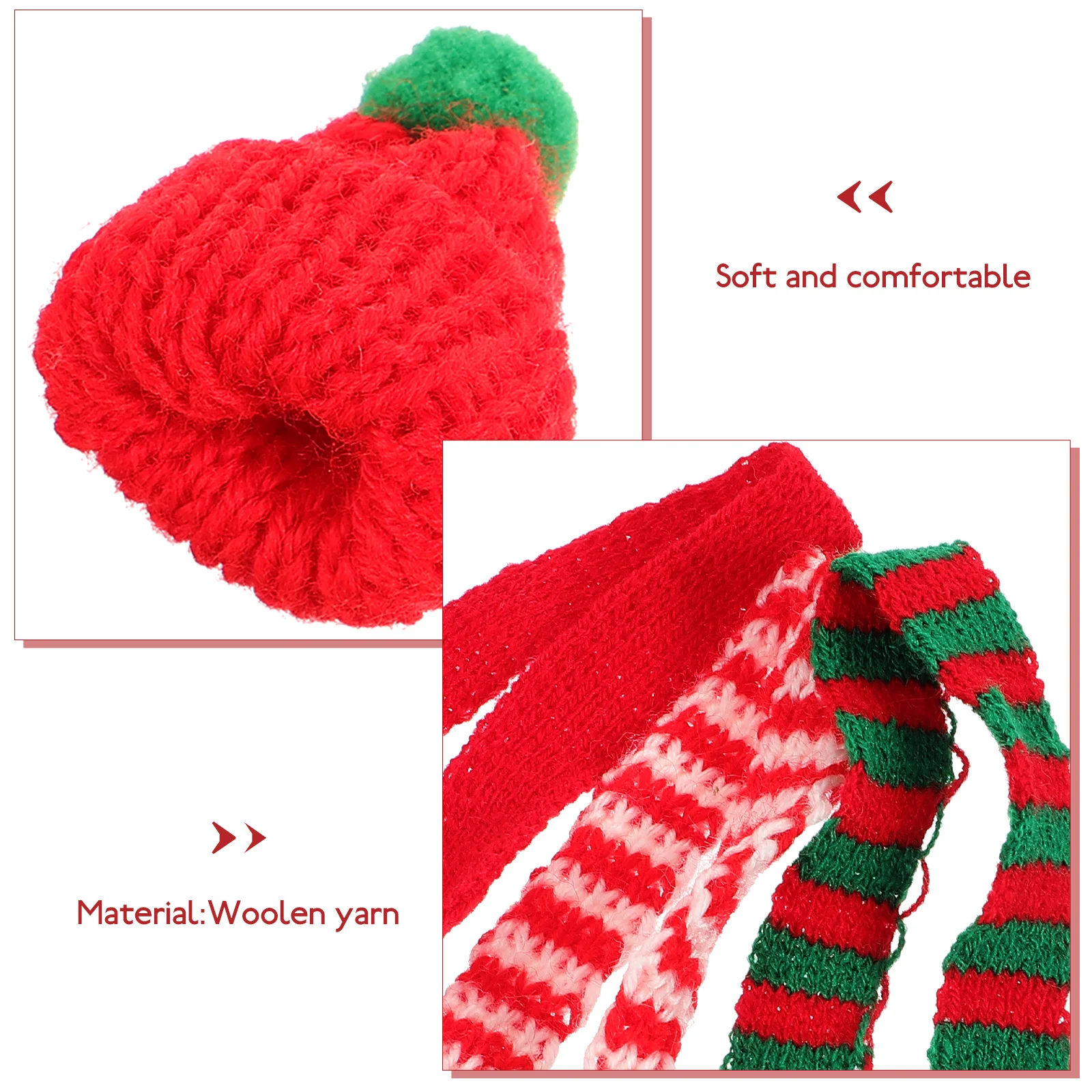 6pcs Mini Christmas Hat Scarf Xmas Knit Hats Knitting Scarf Christmas Phone Case DIY Ornaments christmas mini santa hat