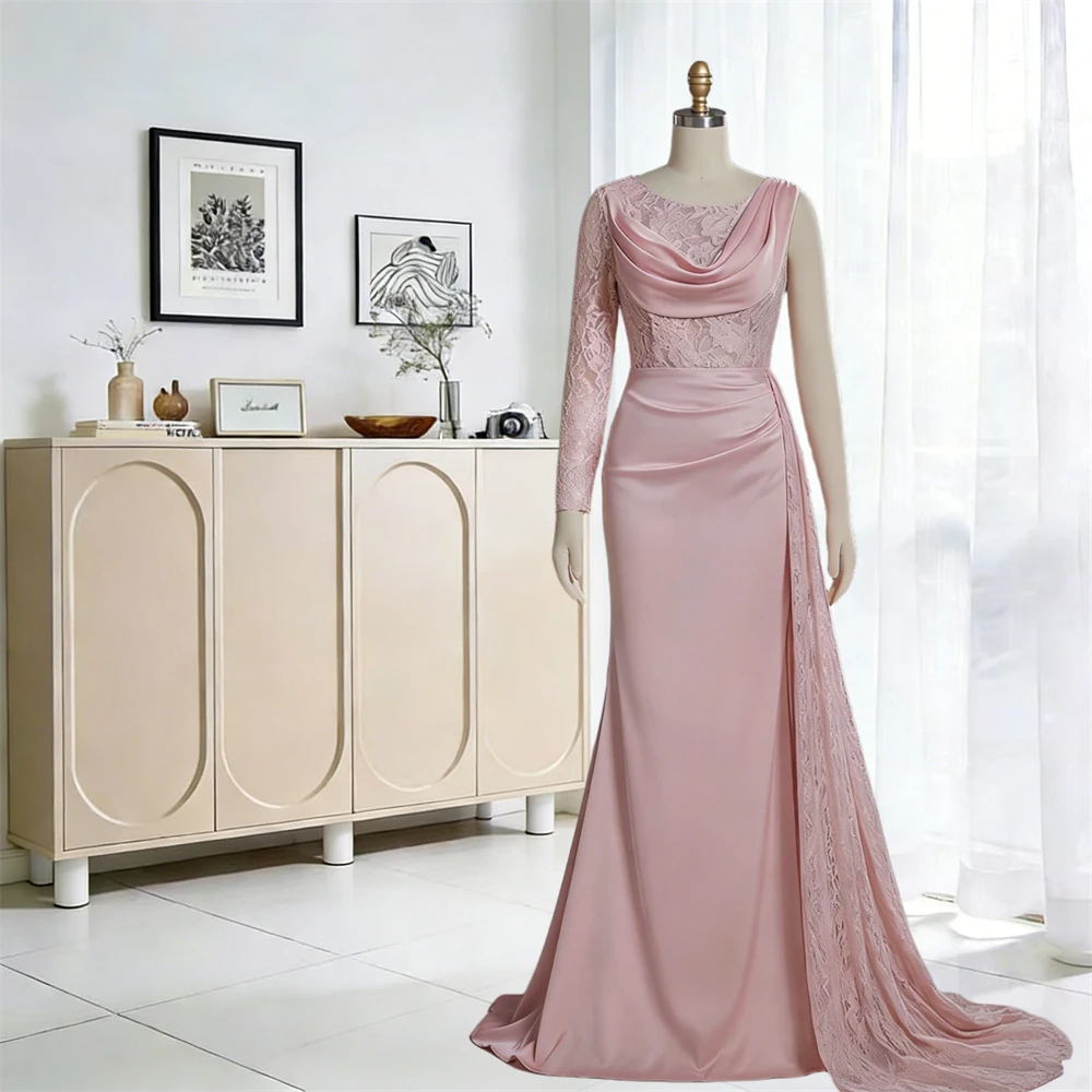 Customized Exquisite Classic Formal Jersey Pleat A-line Long Dresses Prom Dresses Fashion High quality Matching Modern Style