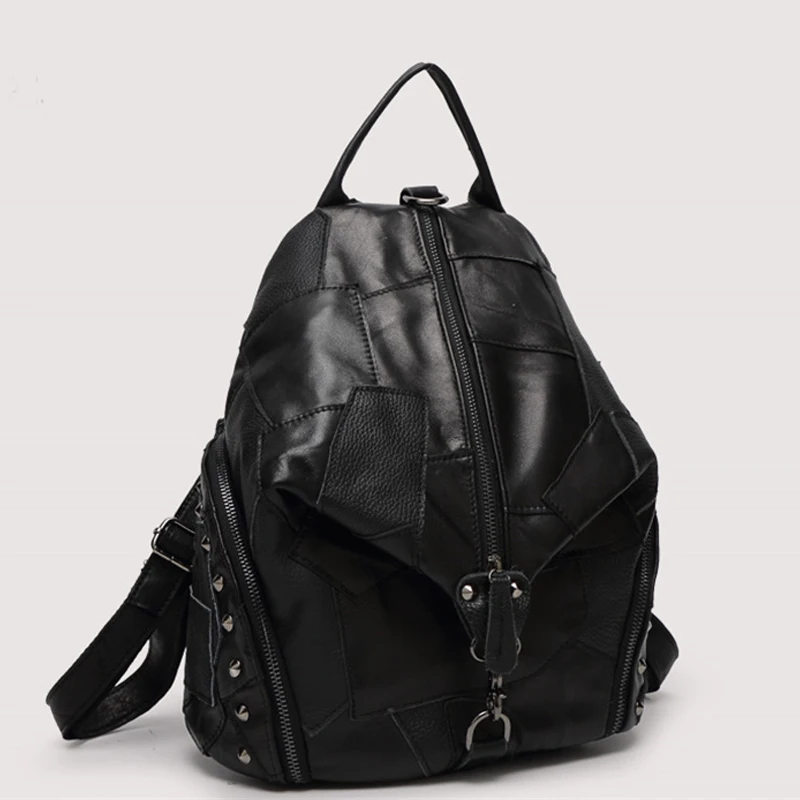 SHELKSBAG حقيبة ظهر أنيقة من الجلد الطبيعي لطيفة عالية الجودة حقيبة ظهر ناعمة للنساء حقيبة جامعية حقيبة يد للسفر للاستخدام اليومي #2