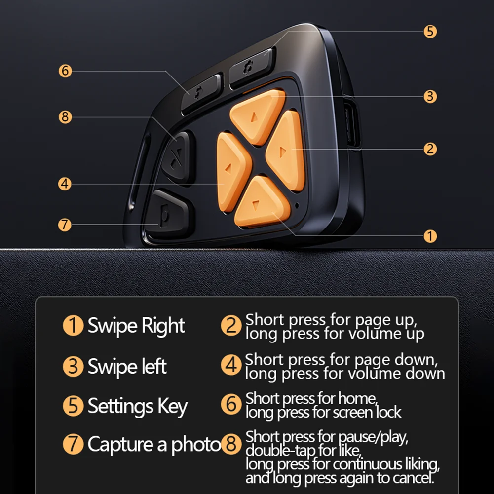 Pembalik Halaman Nirkabel Kompatibel dengan Bluetooth Remote Control untuk Kamera Aplikasi Kindle Clicker Rana Foto untuk Android iOS Tik Tok