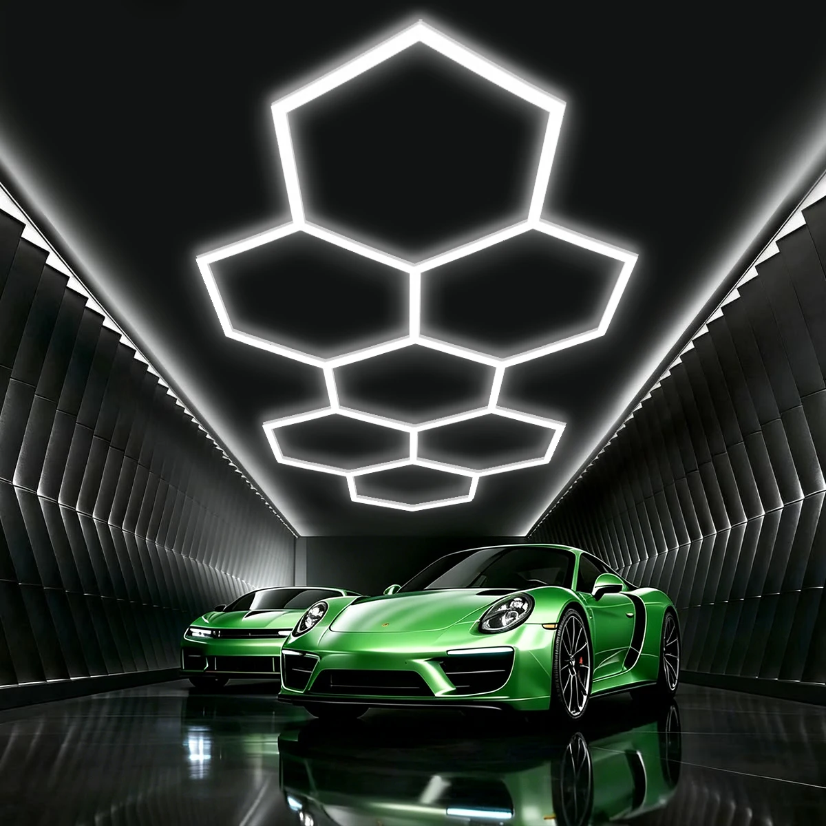 

440mm Hexagonal Honeycomb LED Lamp 85-265V 6500K Ultra-bright And Energy-saving Gym Car Beauty Station Lamp