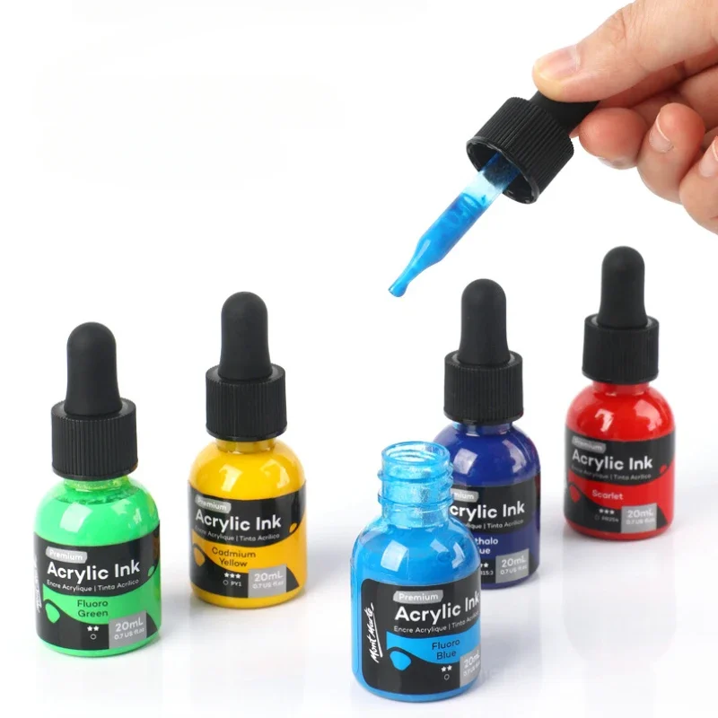 6/12 Color 20ml Liquid Acrylic Ink Marker Refill Waterproof Fluid Painting High Gloss Hand Drawn Graffiti Watercolor Paint Set