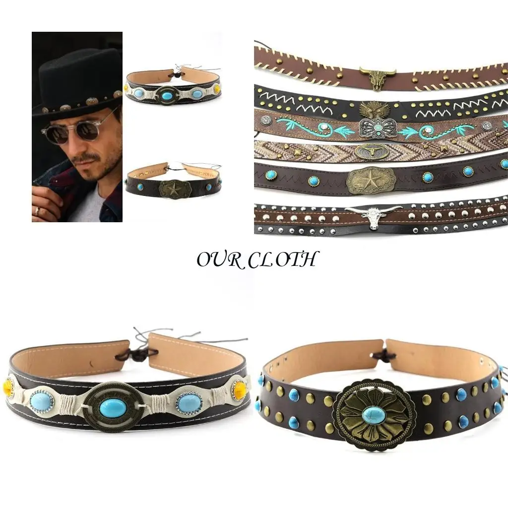 

Bohemian Hat Band Cowboy Hat Belt Band Replacement Hat Band for Panama Hat Y1AC