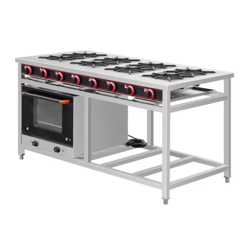 

Stainless steel gas cooker with 8 burners, electric oven