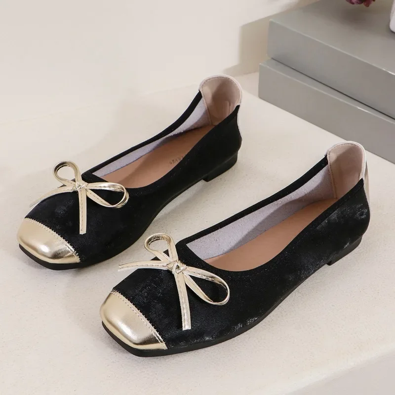 2024 Hot Sale Ladies Shoes Slip-on Women's Flats Fashion Butterfly-knot Daily Flats Women New Color Matching Flat Low Heels