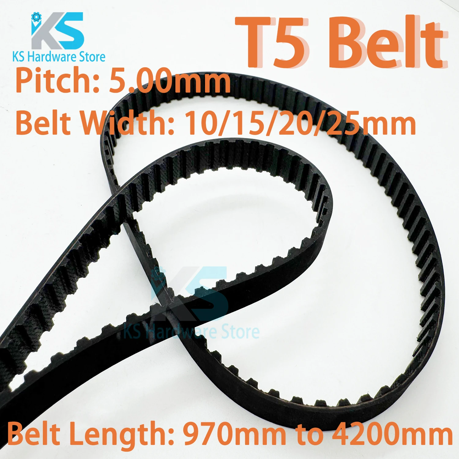 T5 Timing Belt Rubber Closed Loop Length 970 980 1000 1200 1260 1380 1500 4200mm T5 Belt Width/10/15/20/25mm T5 Synchronous Belt