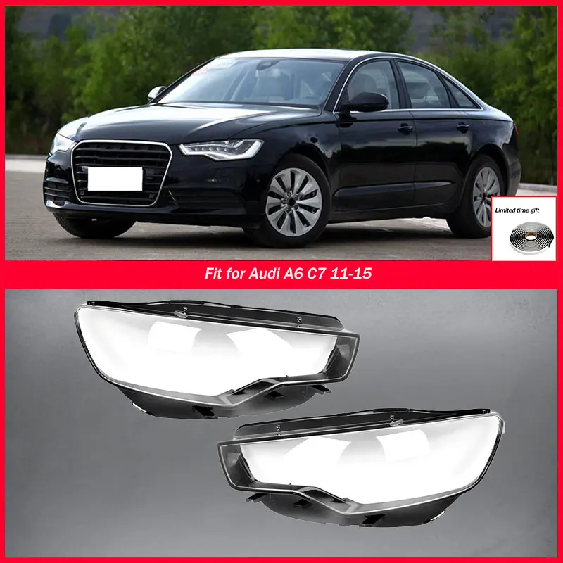 

Car Front Headlight Lens Cover Auto Shell Headlamp Lampshade Glass Lampcover Head Lamp Light Cover For Audi A6L C7 2013-2015
