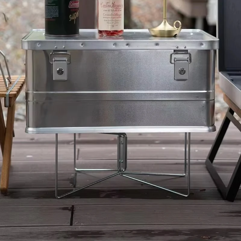 

1pc Camping Folding Refrigerator Box Stand Aluminum Alloy Box Stand Outdoor Camping Lce Box Folding Stand Travel Cooking
