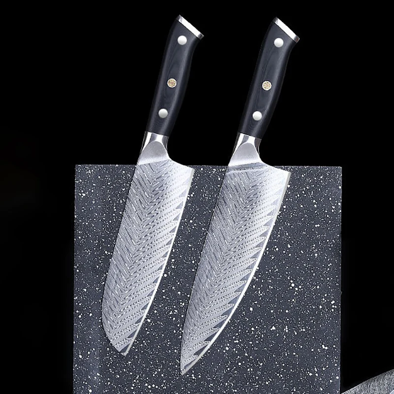 

Поварской нож Мясницкий G10 Ручка 9Cr18MoV лезвие из дамасской стали Острый сантоку нарезка кухонный нож для резки овощей и мяса