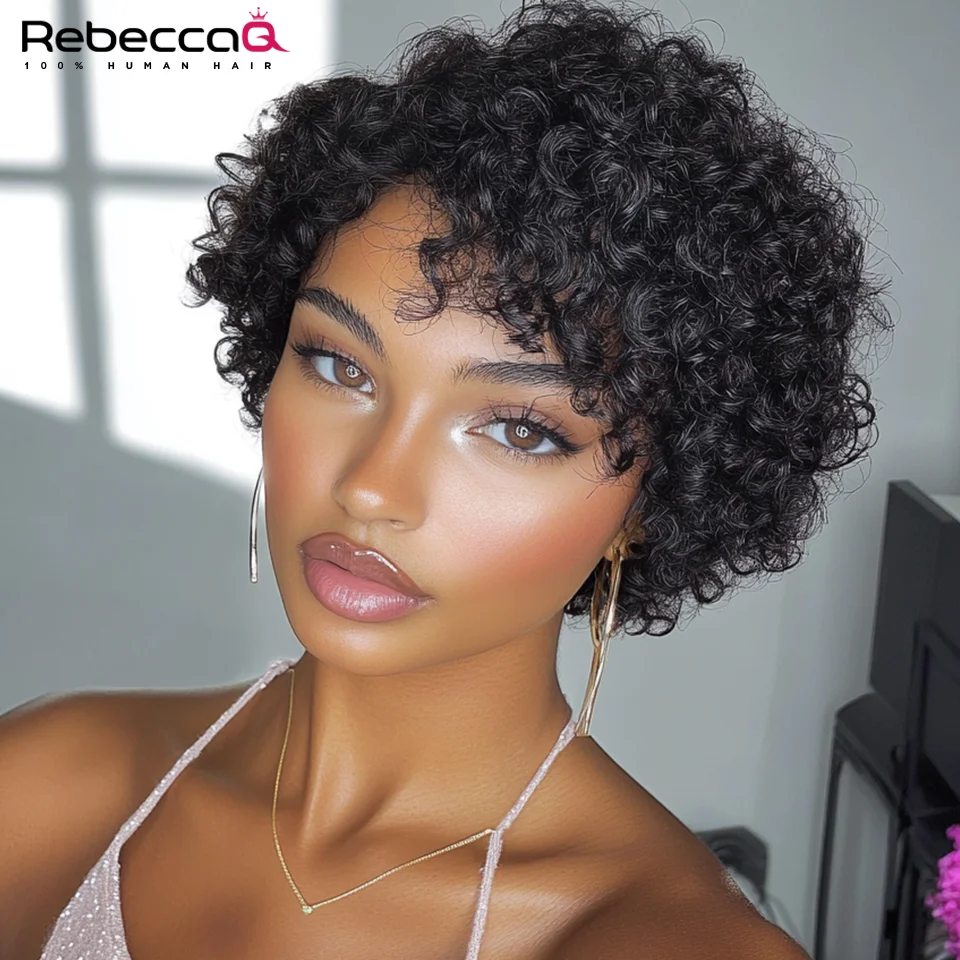 

Short Bob Wig Pixie Cut Wig Curly Human Hair Wigs For Women 13x6x1 Lace Front Transparent Deep Wave Lace Wig Preplucked Hairline