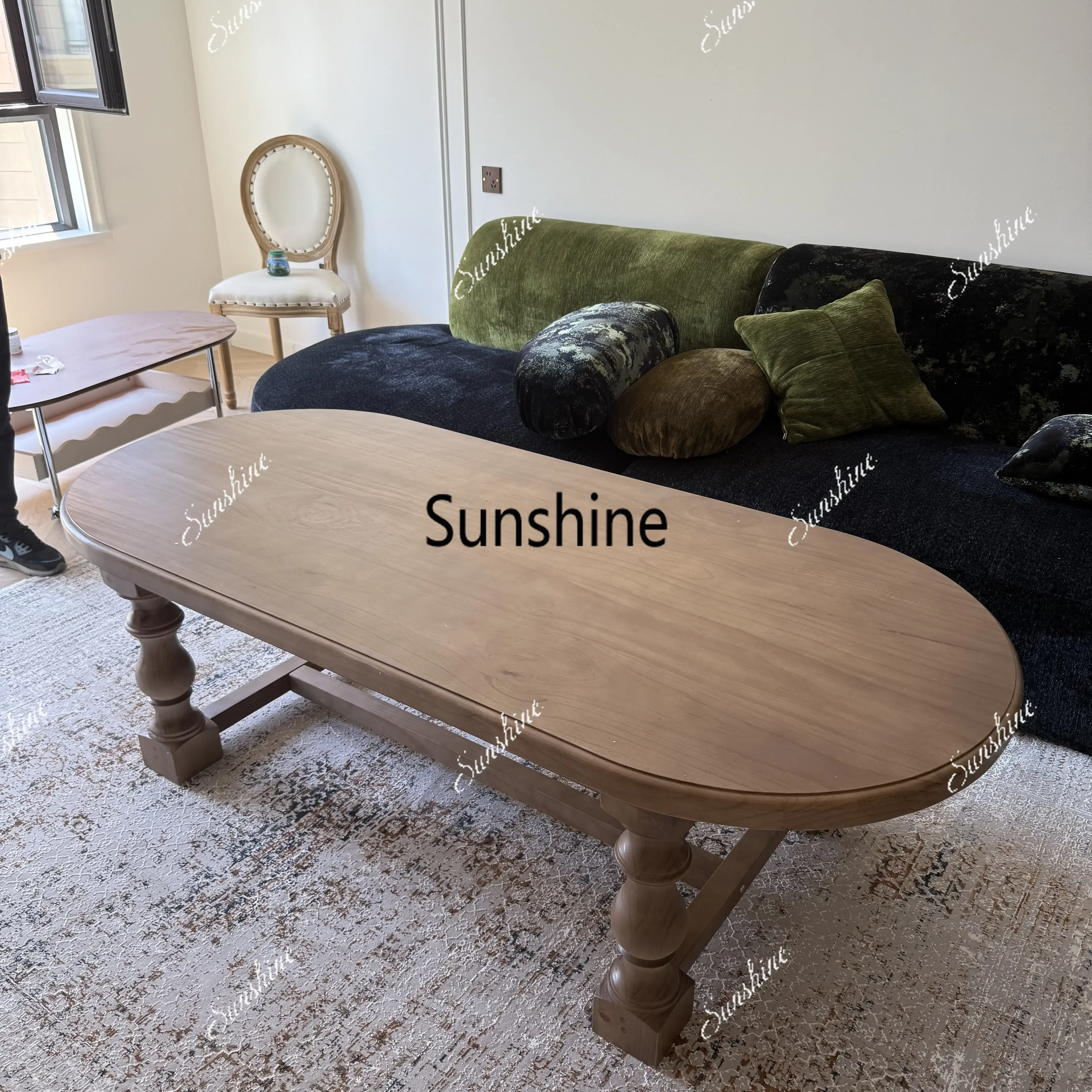 Retro solid wood living room household small apartment French creative dining tableT*
