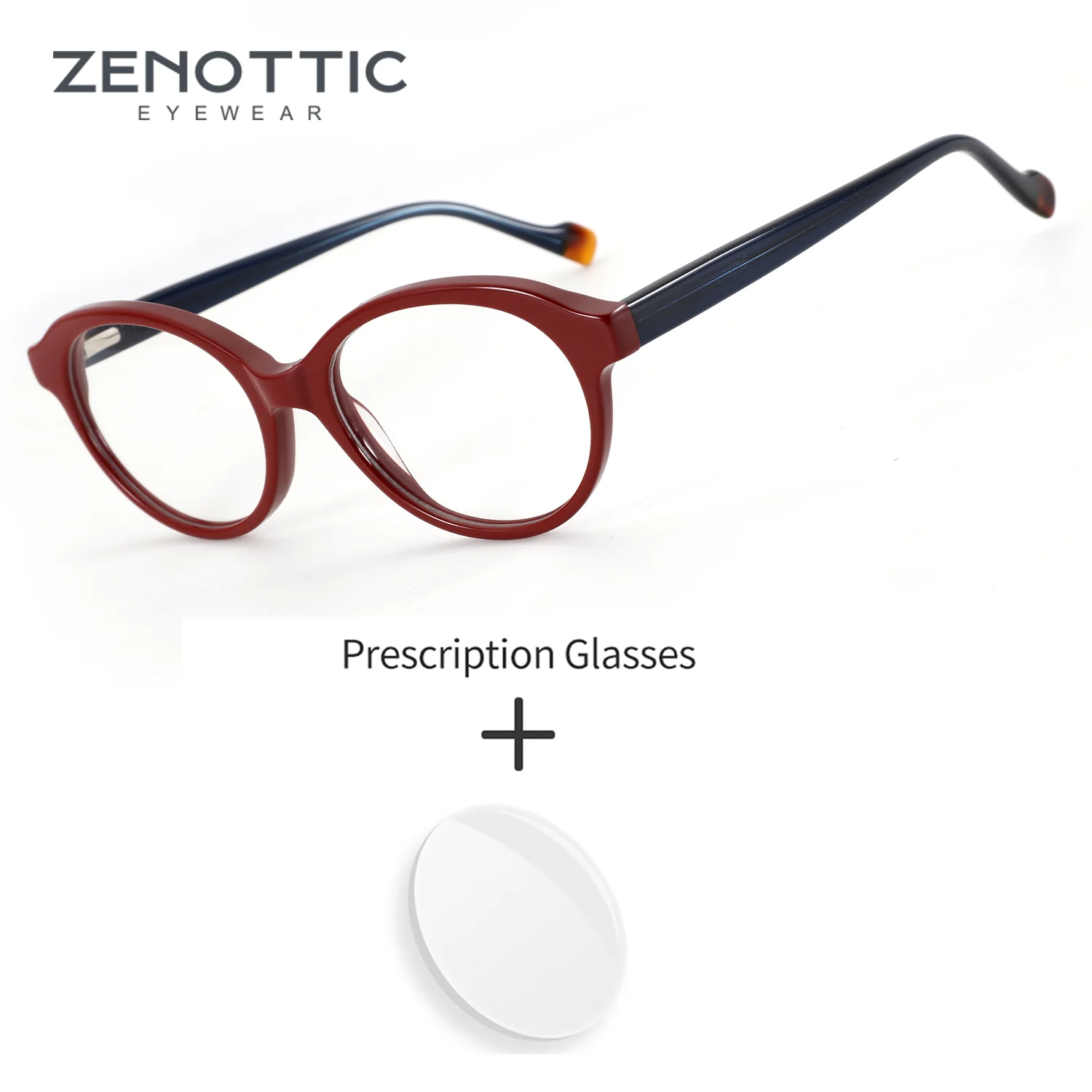 

ZENOTTIC (размер M), круглые ацетатные минусные очки по рецепту, дафокальные очки, женские прозрачные очки, пронумерованные линзы для чтения