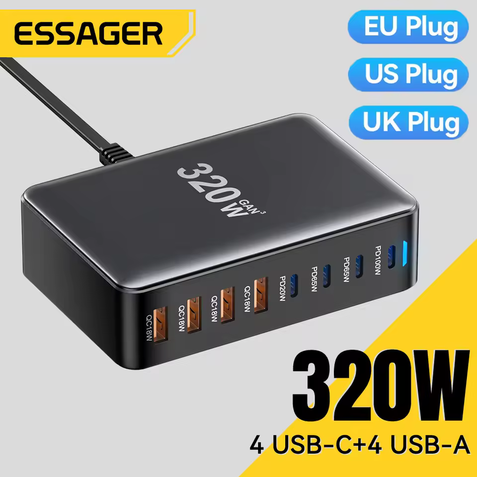 Essager 320W GaN USB Charging Station with 8 Ports