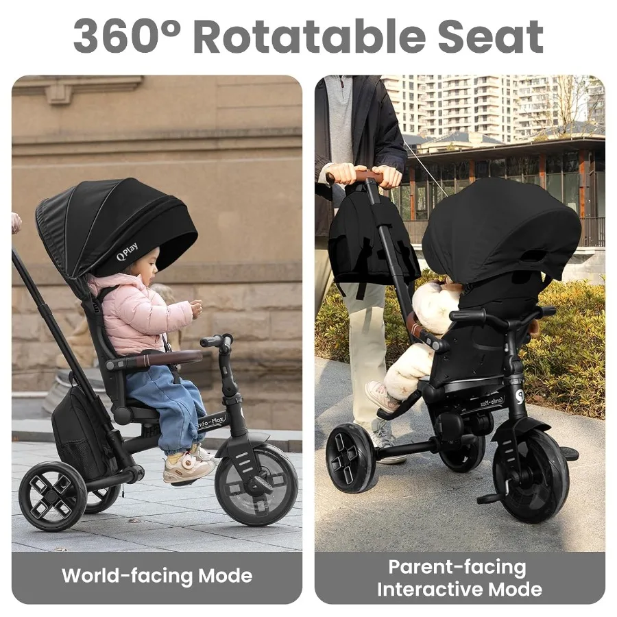 จักรยานเด็กแบบรถเข็นสำหรับเด็กอายุ 10 เดือนถึง 6 ปี รถเข็นจักรยานแบบพับได้ 8-in-1 สำหรับเด็กวัย 3-5 ขวบ ของขวัญสำหรับเด็กชายและเด็กหญิง