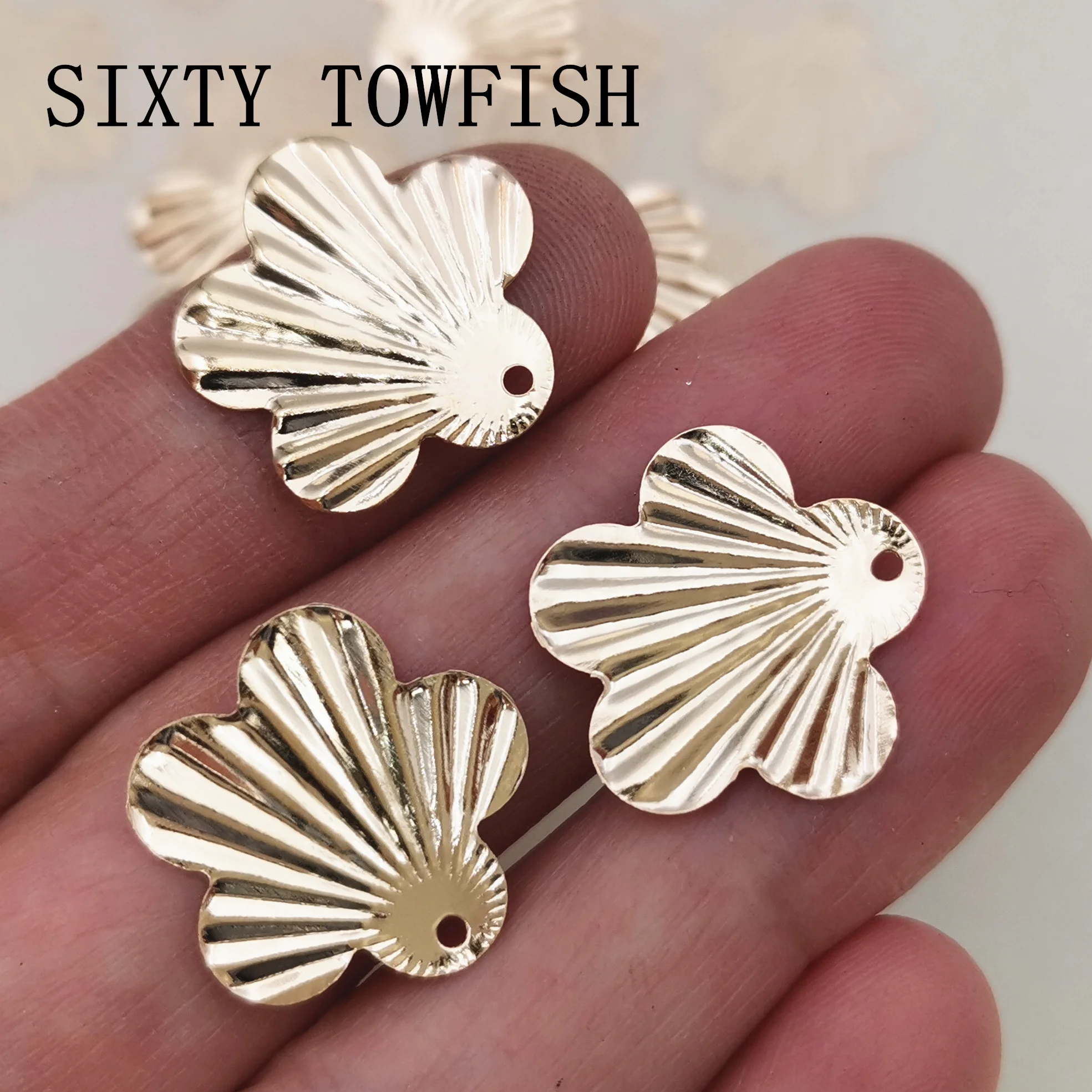 

50 PCS 17*18mm KC Gold color Metal Leaf Filigree Flowers Slice Charms base DIY Jewelry Making